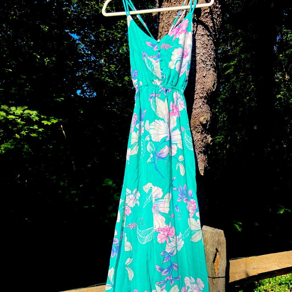Yumi Kim Silk Tropical Floral Maxi Dress XS